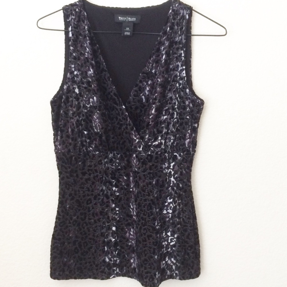 White House Black Market Animal Print Velvet Tank